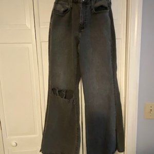 flare ripped black jeans